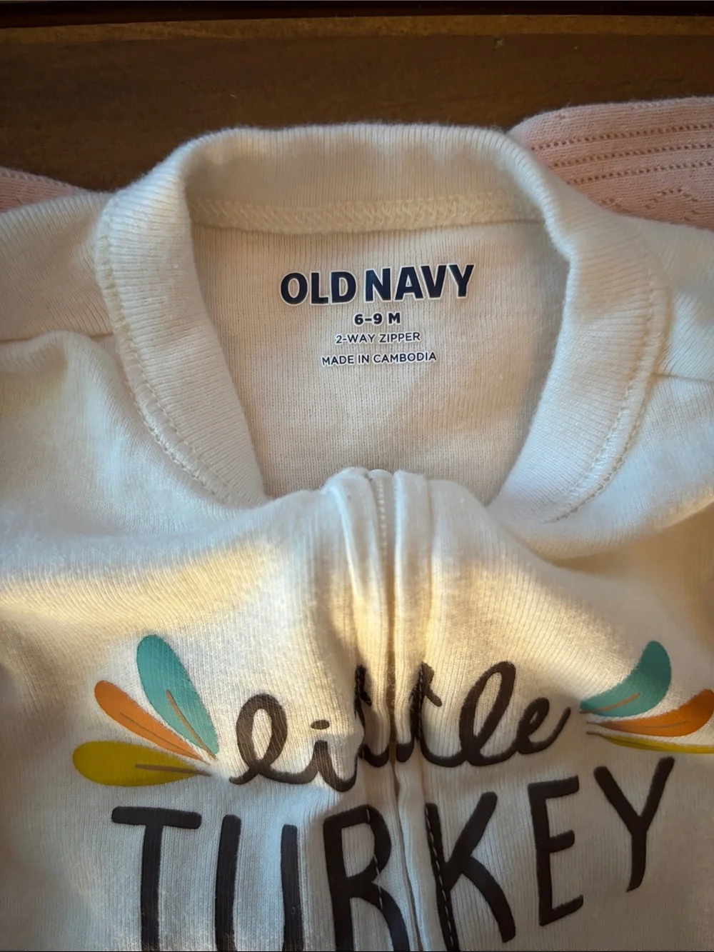 Little Turkey Cream Zipper Footed One-Piece